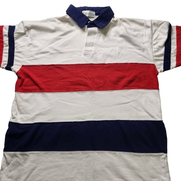 VTG Players Van Heusen Polo Shirt Mens Size M Stripe Short Sleeve Cotton - Picture 2 of 7